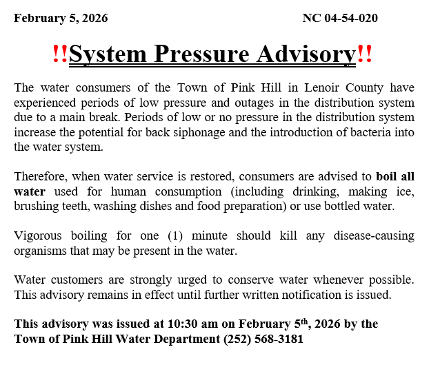 System Pressure Advisory